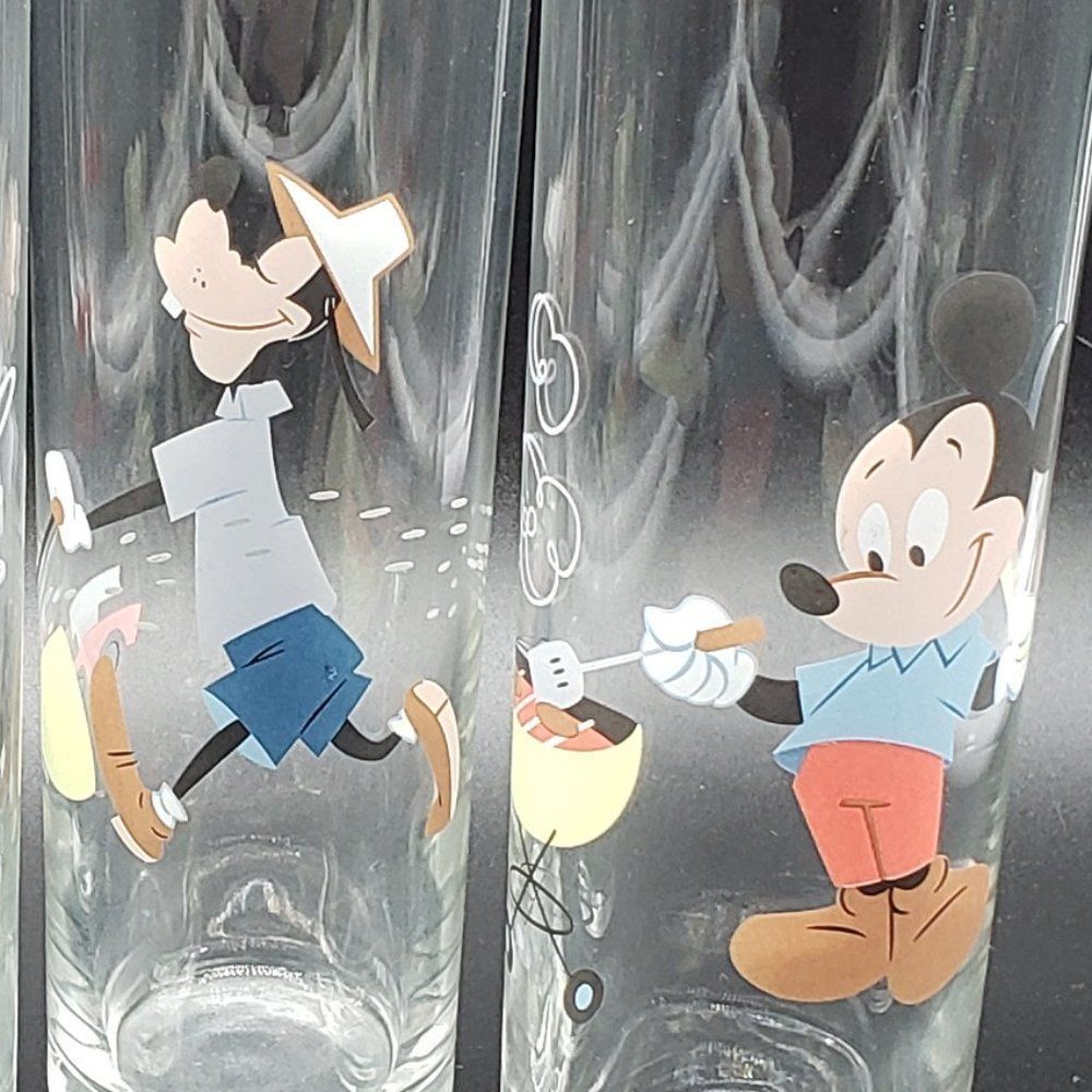 Disney Set of 4 Vintage Mickey Mouse & Friends Gardening BBQ Iced Tea Glasses - Picture 12 of 12
